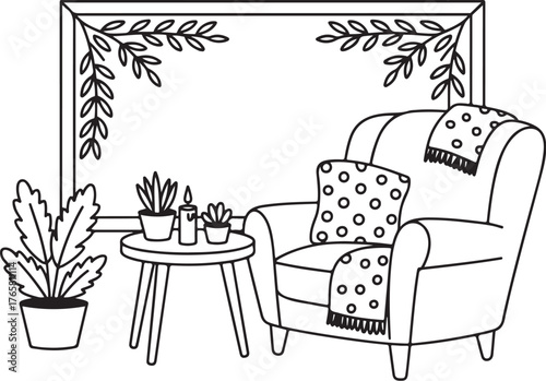 Wallpaper Mural Cozy Chair Coloring Page Torontodigital.ca