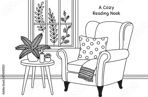 Wallpaper Mural Cozy Chair Coloring Page Torontodigital.ca