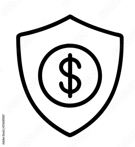 A Shield Symbol with Dollar Sign Representing Financial Protection
