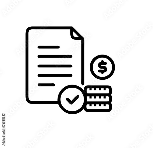Document and money icon illustrating financial approval