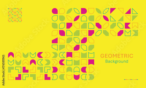 Luxury Yellow Pink Modern Geometric Boho Motif Decorative Pattern Landscape Background