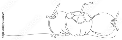 coconut water drink line art style vector 1.eps