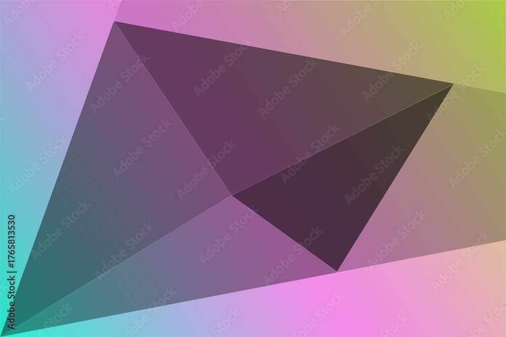 Fototapeta premium Abstract geometric prism shape with soft gradient background colors modern digital art