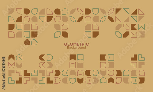 Luxury Brown Modern Geometric Boho Motif Decorative Pattern Landscape Background