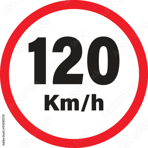 Circular speed limit sign with 120 kilometers per hour designation