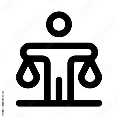 Liberty Justice flat minimal outline icon representing law, fairness, and modern legal system design