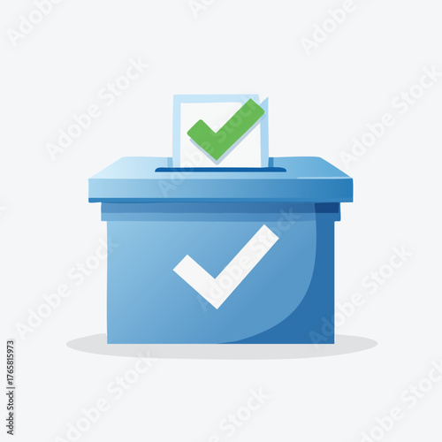 Ballot Box with Check Mark Illustration.