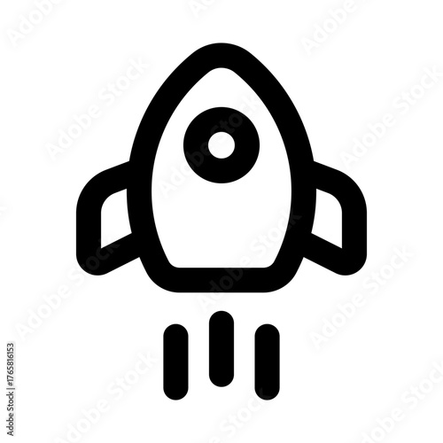 Startup Launch Rocket flat minimal outline icon representing new business growth, innovation, and modern project initiation design