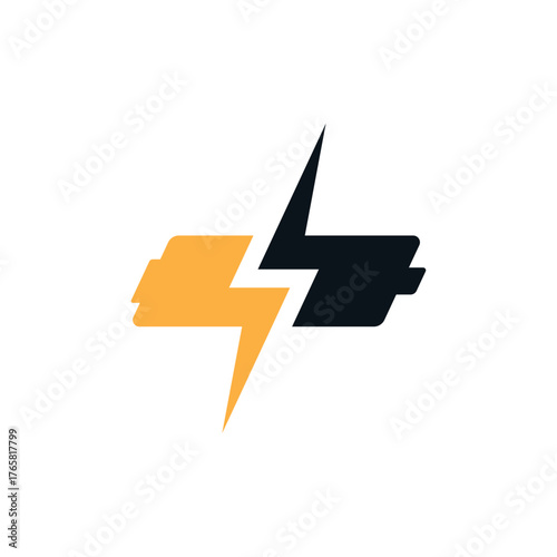 combination of battery and electricity symbols logo vector