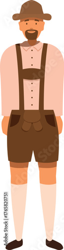 Smiling man wearing traditional bavarian costume, celebrating oktoberfest