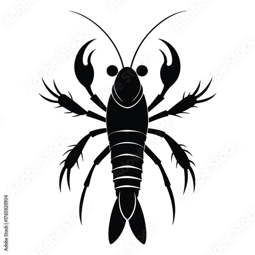 Minimal Mantis Shrimp Logo Design in Silhouette Style