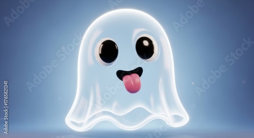 Wallpaper Mural Cute Ghost Character with Tongue Out. Torontodigital.ca