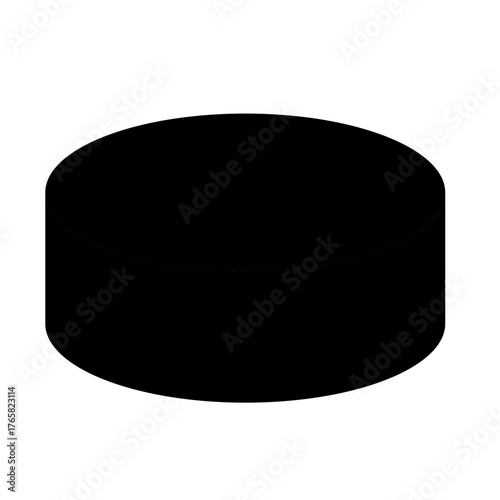 Hockey Puck Black Silhouette Icon, Simple Ice Sports Equipment Vector Graphic