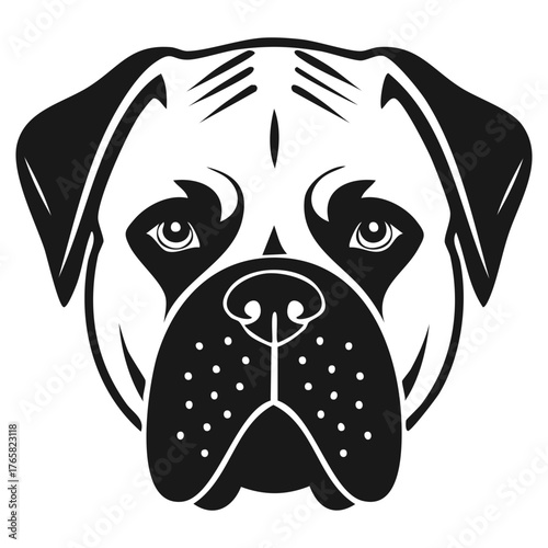 Bullmastiff Dog Head Portrait Vector Illustration for Pet Breed Animal Lovers Guard Dog Protection and Canine Character Graphic Design Branding