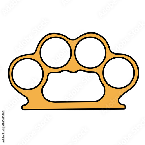 Orange Brass Knuckles Icon Vector Illustration Outline of a Weapon or Accessory