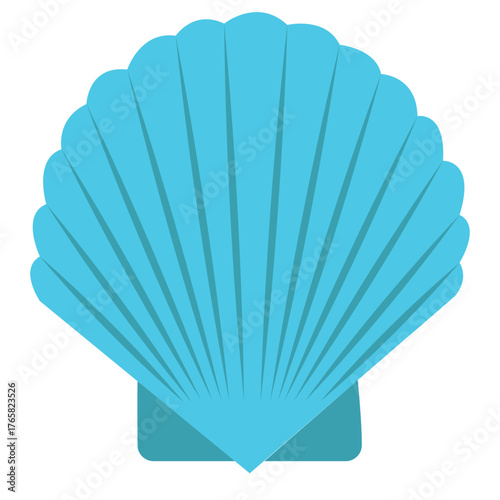 Bright Blue Scallop Seashell Vector Illustration Marine Mollusk Shell Icon
