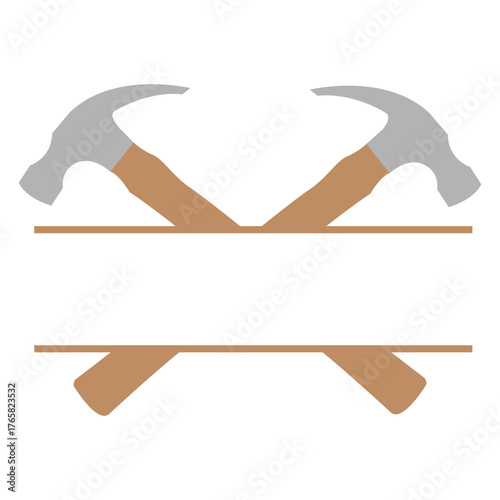 Crossed Claw Hammers Split Monogram Vector Template for Carpenter and Home Repair Logo Design