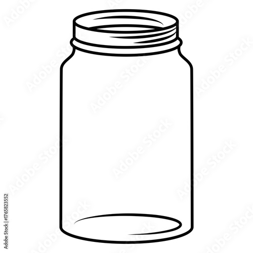 Empty Mason Jar Outline Icon Vector Line Art Drawing of a Glass Canning Jar