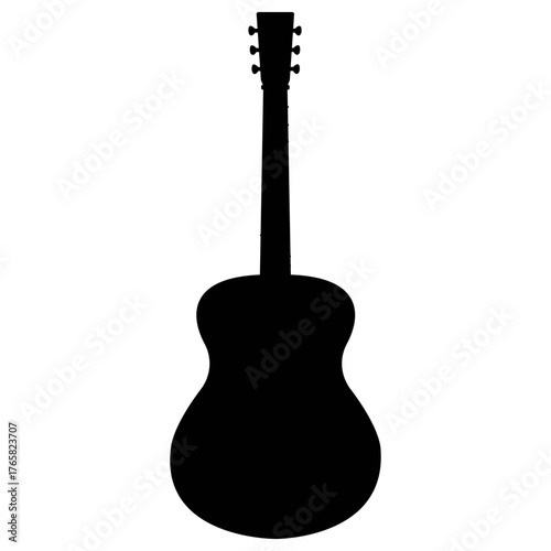 Black Silhouette of an Acoustic Guitar, Music, Instrument, and Entertainment Vector Icon