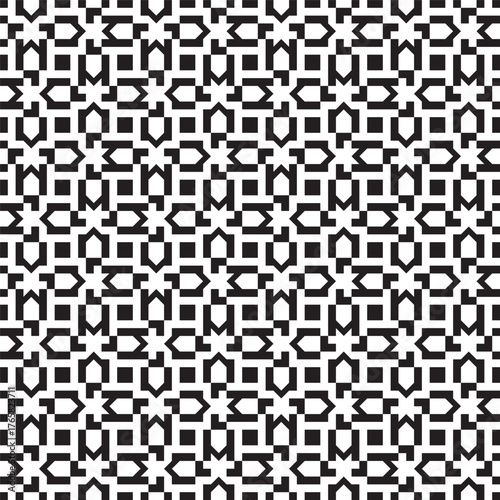 Geometric Black and White Intricate Repeating Pattern Textile Background