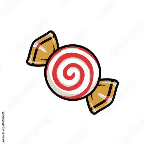 Outline Art Icon: Wrapped Candy in Orange and Yellow for Sweet Treat and Party Favor Graphic Design