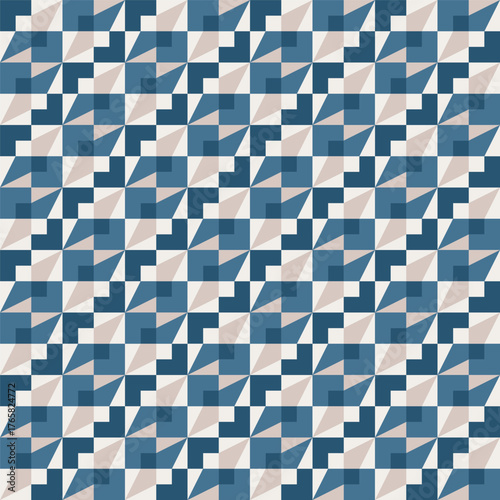 Geometric Triangle and Square Tile Repeating Decorative Surface Pattern Design