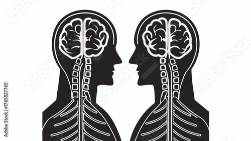 Brain power showcased in silhouette art for medical professionals, a science vector graphic illustration