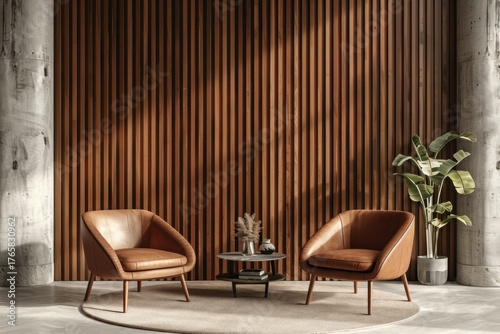 Modern home interior background, wall mock up, 3d render