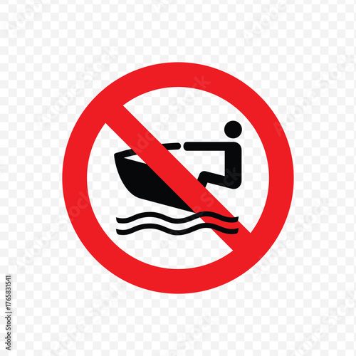 No water skiing or wakeboarding prohibited sign in a red circle with a diagonal line