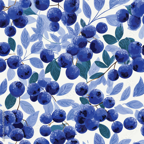 Cute blueberry fruits pattern background vector design