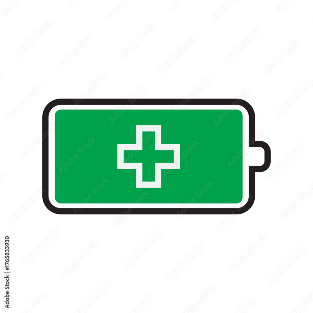 Fototapeta premium Battery icon. Battery full color icon. color battery icon. full battery. 100% battery. green. 