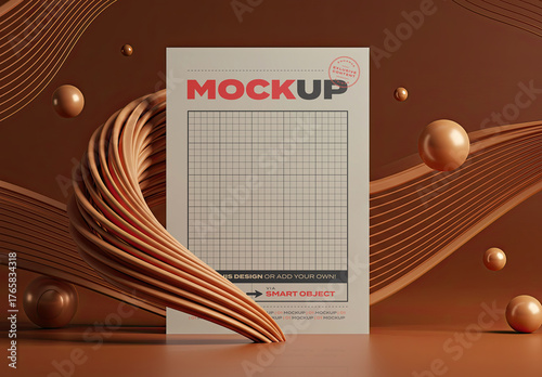 Vertical Poster with Curly Design Elements Mockup