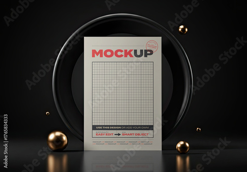 Vertical Stand Mockup with Elegant Black and Gold Elements