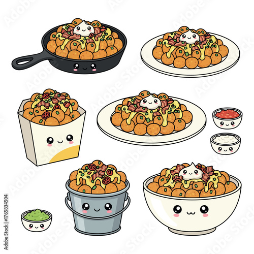 Loaded Sweet Potato Tots Vector.  Loaded Sweet Potato Tots Vector bundle.  Loaded Sweet Potato Tots vector, illustration, lineart, clipart