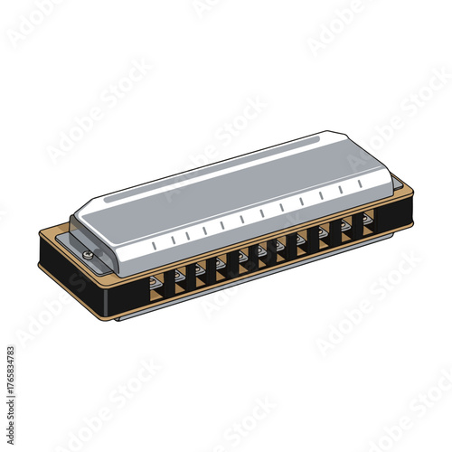 Isolated Harmonica Illustration on White Background for Music Concepts