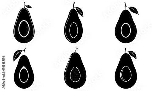 Fresh avocado halves with pits and leaves, ideal for healthy eating promotions, wellness brands, or organic food marketing. Perfect for vibrant designs.