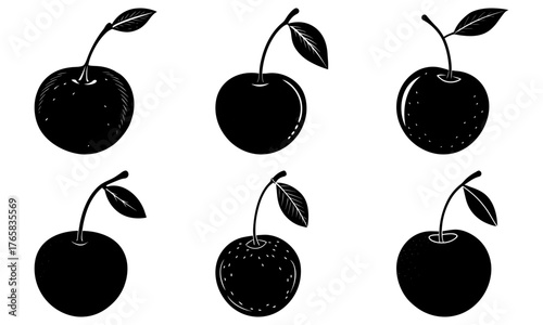 Delicious cherries illustration with unique line work offers sweet summer vibes for culinary projects, recipe blogs, and healthy food designs, tasty treat