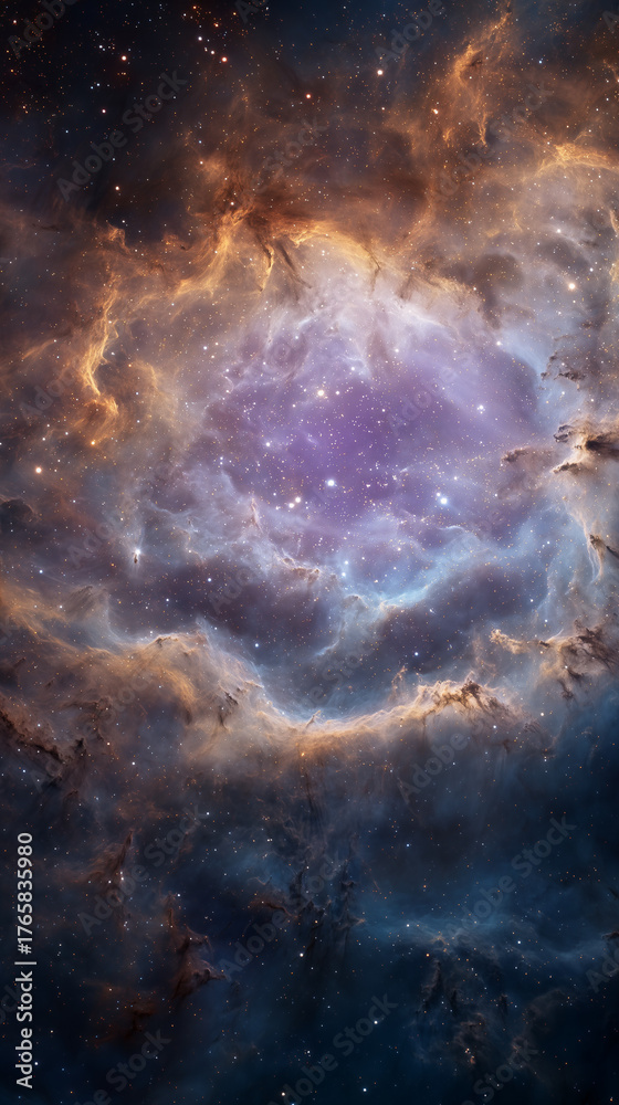 Obraz premium Nebulae in Deep Space – Glowing Cosmic Cradle of Light with Interstellar Dust and Stars