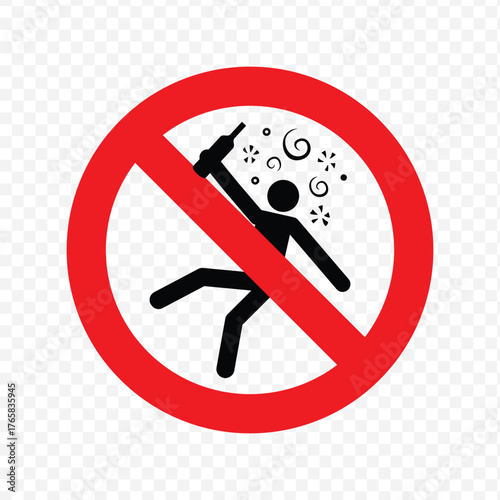 Prohibition sign against public intoxication or consuming alcohol to the point of being drunk