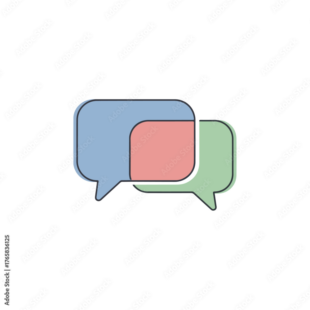 Naklejka premium Chat Bubbles Icon Modern Communication Design in Pastel Colors