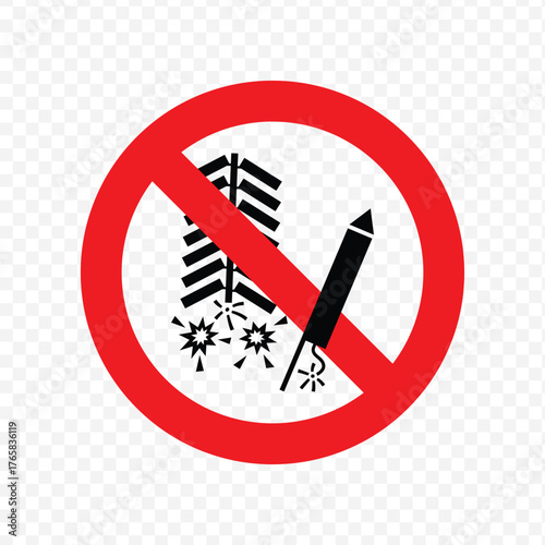 Prohibition sign against setting off fireworks, firecrackers, or pyrotechnics due to fire risk