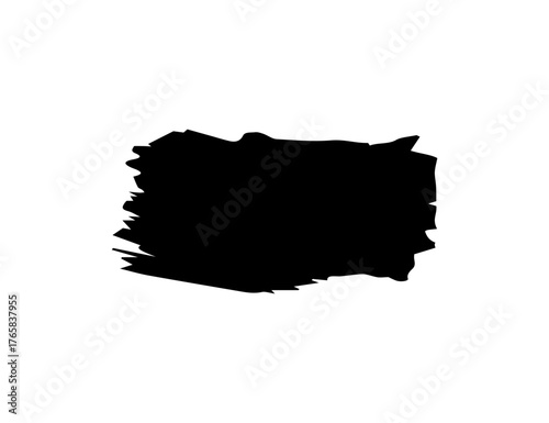 Bold Black Brush Stroke on White Background Abstract Shape for Design, Art or Branding Projects.