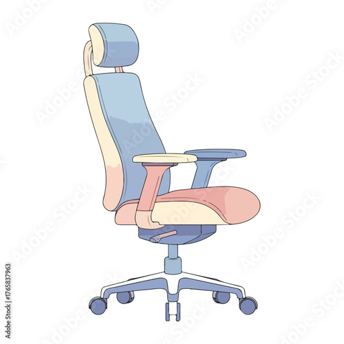Ergonomic Office Chair Illustration, Comfortable, Modern Design Concept