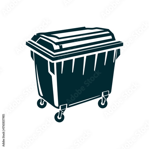 Mint Green Dumpster Illustration on Seafoam A mint green dumpster rests on a pale seafoam surface