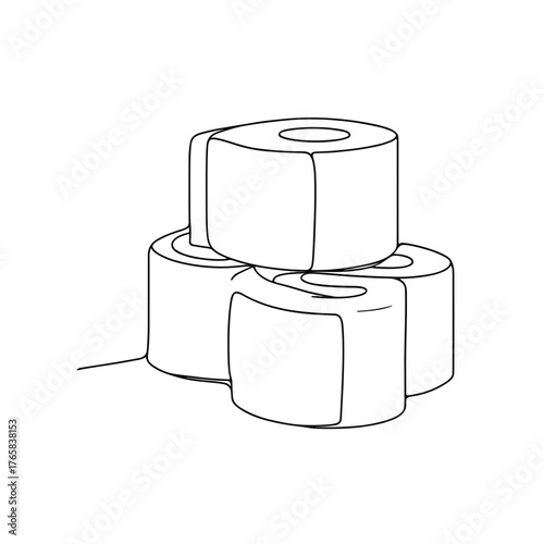 Toilet paper stack for World Toilet Day in minimal outline style  