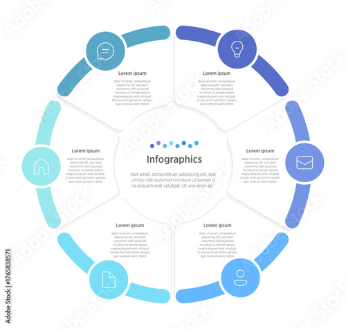 Business Infographic Template – 6 Options
A versatile and modern infographic design featuring six distinct segments. Ideal for presenting business concepts such as workflows, process diagrams.