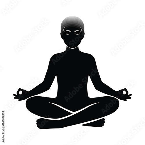 Vector art of silhouette of a person meditating in lotus pose