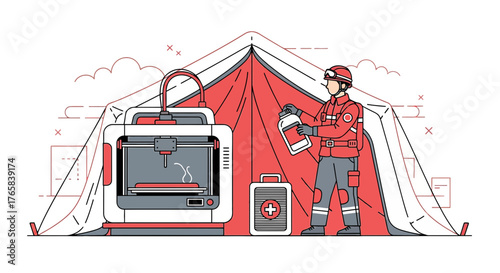 Emergency Response Team using 3D Printer for Disaster Relief in a Field Tent Setting