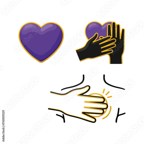 Massage Therapy Concept Hands, Heart, Body, Relief, Wellness