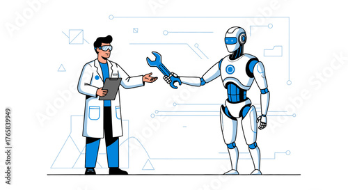 Future collaboration between human scientist and advanced artificial intelligence robot